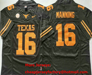 Men's Texas Longhorns #16 Arch Manning Black FUSE College Football Jersey