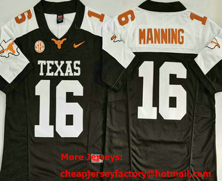 Men's Texas Longhorns #16 Arch Manning Black Thanksgiving Vapor Stitched Nike Jersey