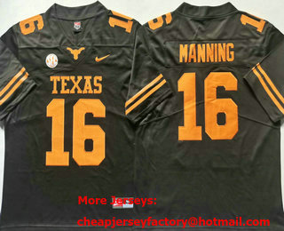 Men's Texas Longhorns #16 Arch Manning Black Vapor Stitched Nike Jersey