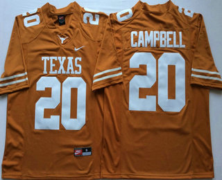 Men's Texas Longhorns #20 Earl Campbell Burnt Orange Stitched College Football Nike NCAA Jersey