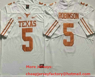 Men's Texas Longhorns #5 Bijan Robinson White 2022 Vapor Untouchable Stitched Nike Jersey