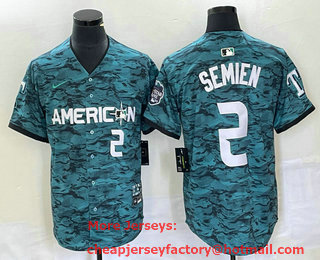 Men's Texas Rangers #2 Marcus Semien Teal 2023 All Star Stitched Baseball Jersey