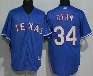 Men's Texas Rangers #34 Nolan Ryan Retired Royal Blue Stitched MLB Cool Base Jersey