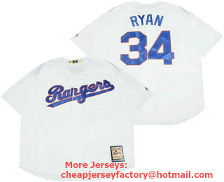 Men's Texas Rangers #34 Nolan Ryan White Stitched Cool Base Cooperstown Collection Jersey