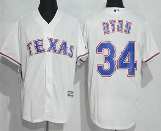 Men's Texas Rangers #34 Nolan Ryan White Stitched MLB 1986 Cool Base Cooperstown Collection Player Jersey