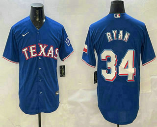Men's Texas Rangers #34 Nolan Ryan lue Stitched Cool Base Nike Jersey