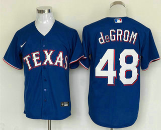 Men's Texas Rangers #48 Jacob deGrom Royal Blue Cool Base Stitched Baseball Jersey