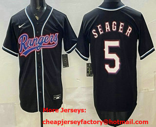 Men's Texas Rangers #5 Corey Seager 2026 Black Fashion Cool Base Jersey