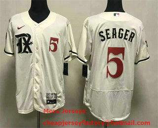 Men's Texas Rangers #5 Corey Seager Number Cream 2023 City Connect Flex Base Stitched Jersey