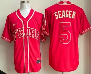 Men's Texas Rangers #5 Corey Seager Red 2026 City Connect Stadium Jersey