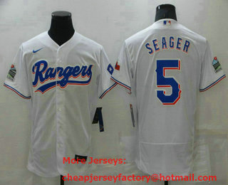 Men's Texas Rangers #5 Corey Seager White Stitched MLB Flex Base Nike Jersey