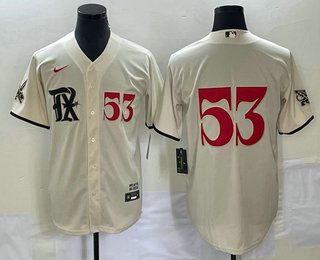 Men's Texas Rangers #53 Adolis Garcia Number Cream 2023 City Connect Cool Base Stitched Jersey 02