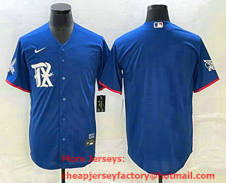 Men's Texas Rangers Blank Royal Blue 2023 City Connect Stitched Baseball Jersey