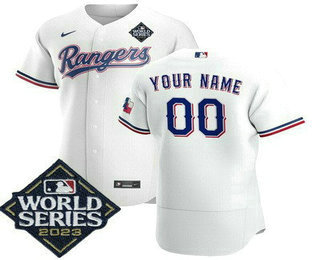 Men's Texas Rangers Customized White 2023 World Series Authentic Jersey