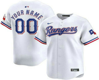 Men's Texas Rangers Customized White Limited Jersey