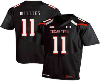 Men's Texas Tech Red Raiders #11 Derrick Willies Black College Football Stitched Under Armour NCAA Jersey