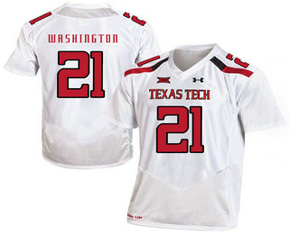 Men's Texas Tech Red Raiders #21 DeAndre Washington White College Football Stitched Under Armour NCAA Jersey