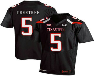 Men's Texas Tech Red Raiders #5 Michael Crabtree Black College Football Stitched Under Armour NCAA Jersey