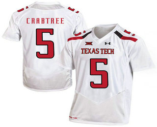 Men's Texas Tech Red Raiders #5 Michael Crabtree White College Football Stitched Under Armour NCAA Jersey