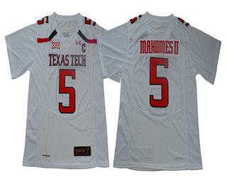 Men's Texas Tech Red Raiders #5 Patrick Mahomes II White College Football Stitched Under Armour NCAA Jersey