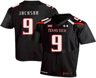 Men's Texas Tech Red Raiders #9 Branden Jackson Black College Football Stitched Under Armour NCAA Jersey