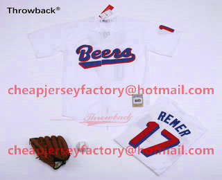 Men's The Baseketball Beers Movie #17 Doug Remer Button Down White Baseball Jersey