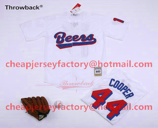 Men's The Baseketball Beers Movie #44 Joe COOP Cooper Button Down White Baseball Jersey