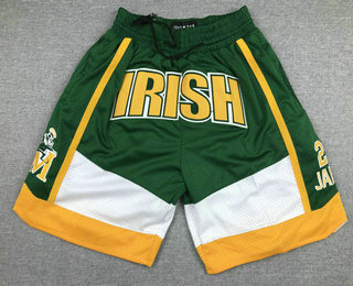 Men's The Fighting Irish #23 Lebron James Green Soul Swingman High School Basketball Shorts