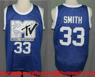 Men's The Moive #33 Will Smith MTV First Annual Rock N' Jock B Ball Jam 1991 Royal Blue Stitched Basketball Jersey