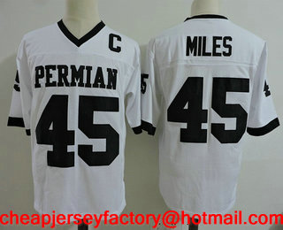 Men's The Moive Headgear Permian HS #45 Boobie Miles Friday Night Lights White Stitched Film Football Jersey