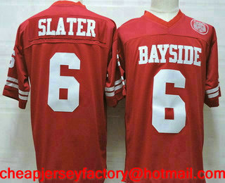 Men's The Moive Saved By The Bell AC Bayside #6 Slater Red Stitched Film Football Jersey