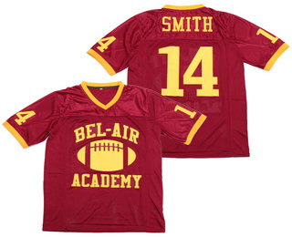 Men's The Movie Bel Air Academy #14 Will Smith Red Stitched Football Jersey