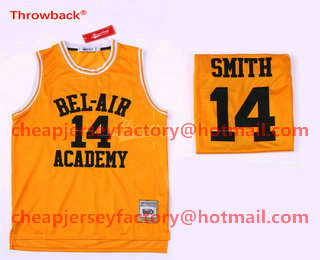 Men's The Movie Bel Air Academy #14 Will Smith Yellow Swingman Basketball Jersey