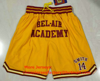 Men's The Movie Bel Air Academy #14 Will Smith Yellow Swingman Basketball Shorts