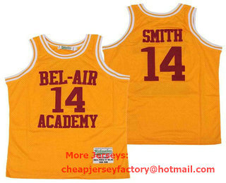 Men's The Movie Bel Air Academy #14 Will Smith Yellow With Red Name Swingman Basketball Jersey
