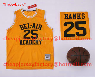 Men's The Movie Bel Air Academy #25 Banks Yellow Swingman Basketball Jersey