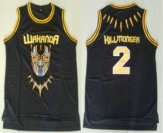 Men's The Movie Black Panther Wakanda #2 Killmonger Black Stitched College Basketball Jersey