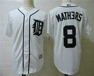 Men's The Movie Detroit Tigers #8 Marshall Mathers White Stitched MLB Cool Base Jersey