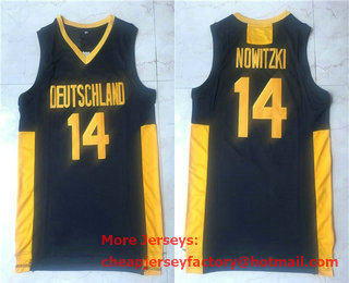 Men's The Movie Deutschland #14 Dirk Nowitzki Navy Blue College Basketball Jersey