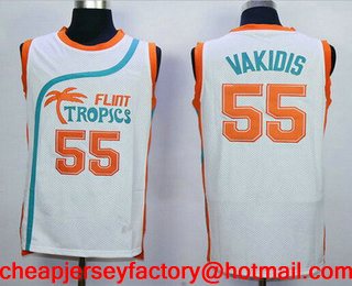 Men's The Movie Flint Tropics #55 Vakidis White Soul Swingman Basketball Jersey