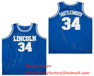 Men's The Movie He Got Game Lincoln #34 Ray Allen Jesus Shuttlesworth Blue Swingman Basketball Jersey