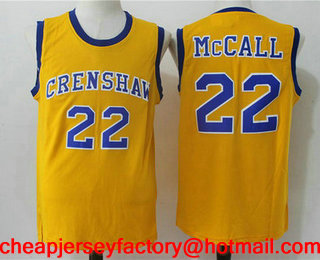 Men's The Movie Love & Basketball #22 Quincy McCall Yellow Soul Swingman Basketball Jersey