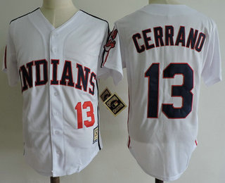 Men's The Movie Major League Cleveland Indians #13 Pedro Cerrano White Collection Stitched Baseball Jersey