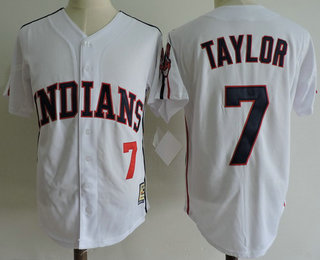 Men's The Movie Major League Cleveland Indians #7 Jake Taylor White Collection Stitched Baseball Jersey