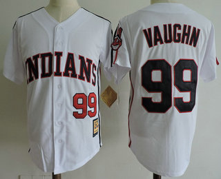 Men's The Movie Major League Cleveland Indians #99 Rick Vaughn White Collection Stitched Baseball Jersey