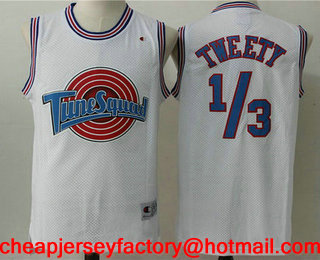 Men's The Movie Space Jam #1 3 Tweety White Soul Swingman Basketball Jersey