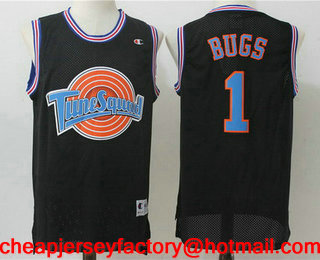Men's The Movie Space Jam #1 Bugs Bunny Black Soul Swingman Basketball Jersey
