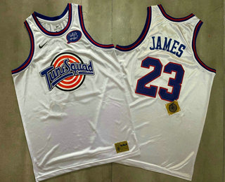 Men's The Movie Space Jam #23 LeBron James White Soul AU Basketball Jersey
