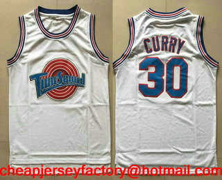Men's The Movie Space Jam #30 Stephen Curry White Soul Swingman Basketball Jersey