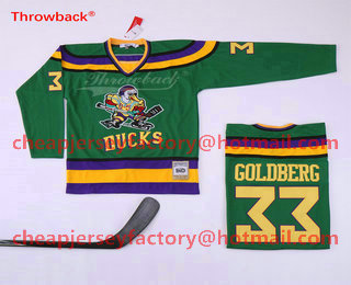 Men's The Movie The Mighty Ducks #33 Greg Goldberg Green Stitched Ice Hockey Jersey